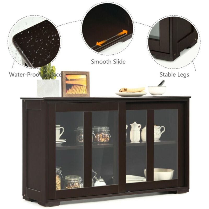 Hivvago Kitchen Storage Cabinet with Glass Sliding Door
