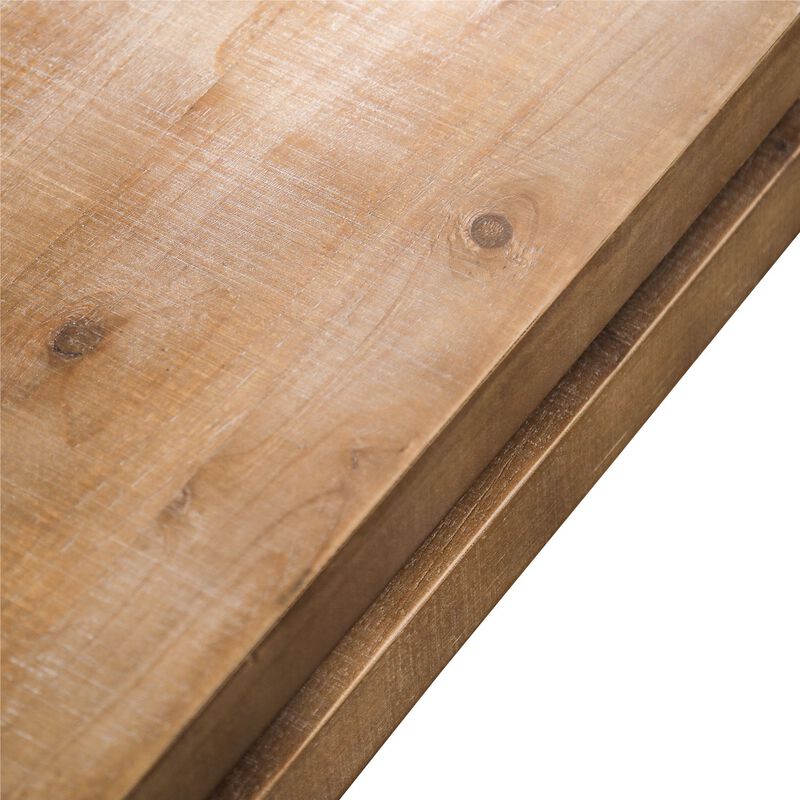Rustic Farmhouse Rectangular Coffee Table with Floating Tabletop Design, Wooden Living Room Table image number 4