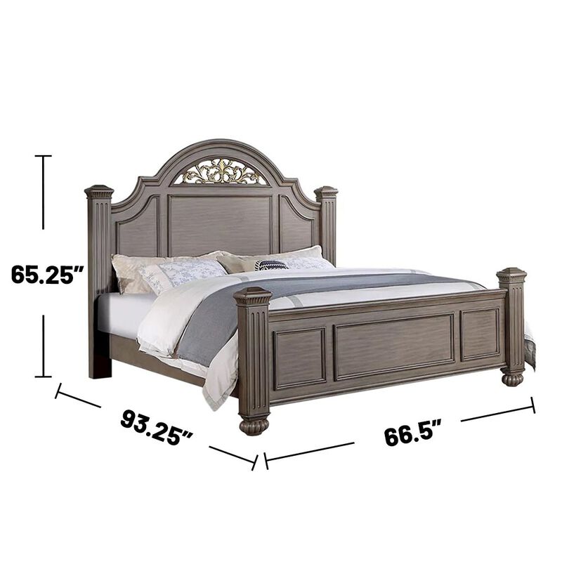 Simple Relax 4 Piece Wooden Queen Size Bedroom Set in Gray image number 3