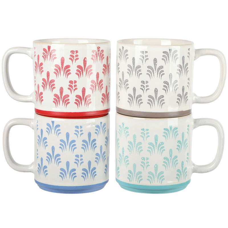 Gibson Home Morning Mist 4 Piece 18 Ounce Stoneware Mug Set in Assorted Colors