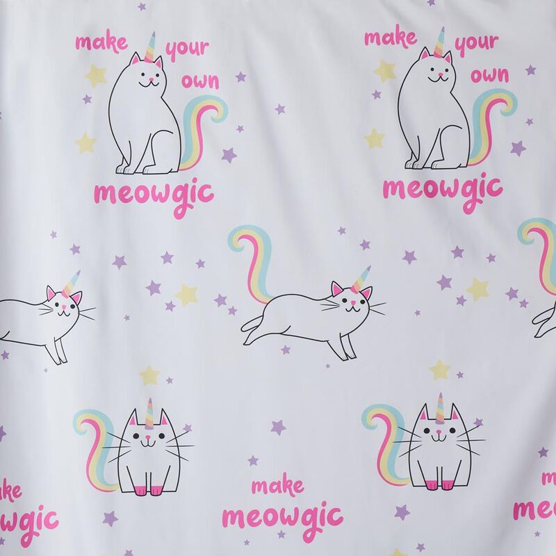 SKL Home Saturday Knight Ltd Meowgic Mythical Caticorn Design With Soft, Durable Fabric Shower Curtain - 70x72", Multi