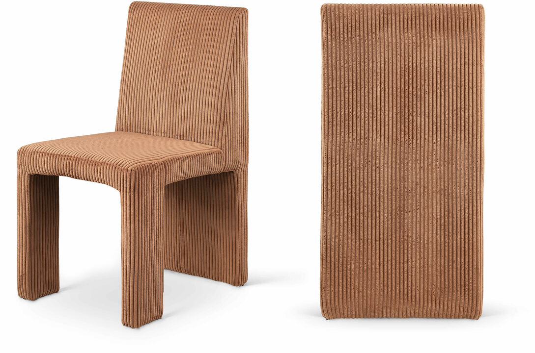 Meridian Furniture Benson Saddle Microsuede Corduroy Fabric Dining Chair, Set of 2