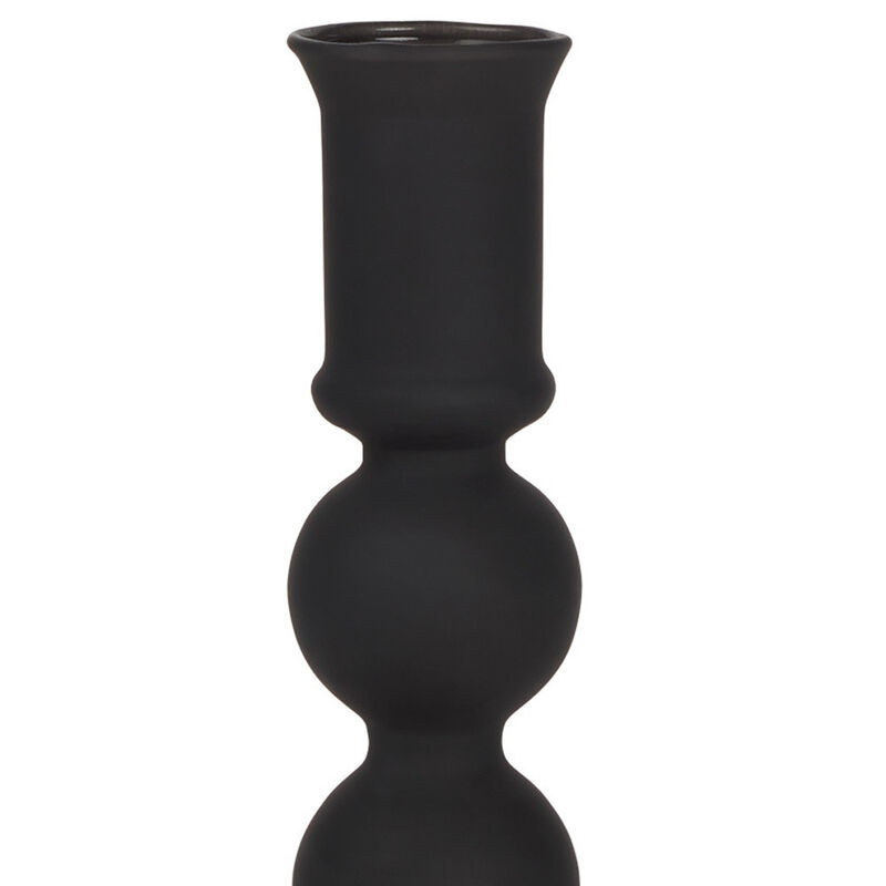 HomeRoots 8" Black Glass Tabletop Taper Candlestick