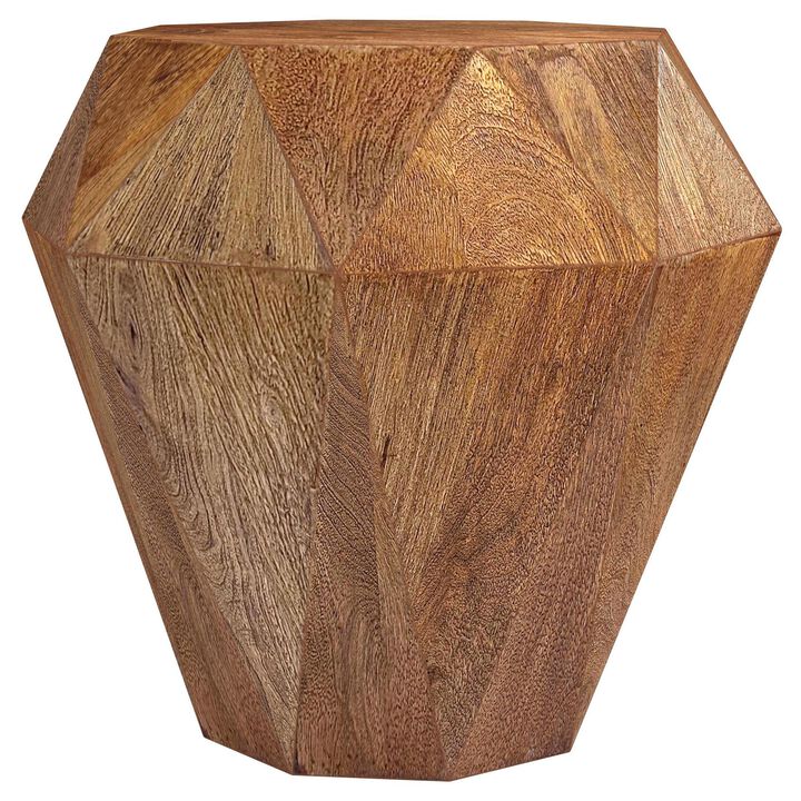 Cinti Accent Side Table, Gemstone Shape, Natural Brown Mango Wood