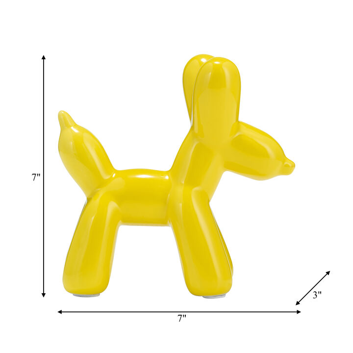 Yellow 7" Cer Glam Balloon Dog