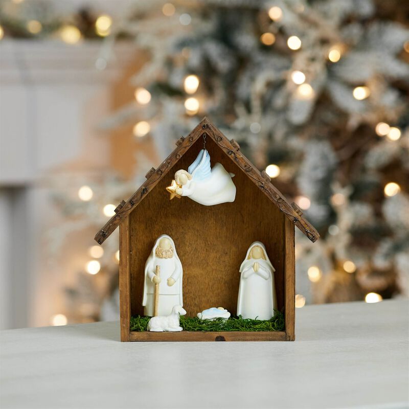 Christmas Nativity Scene Display – Handcrafted Holiday Manger with Holy Family for Spiritual Seasonal Styling