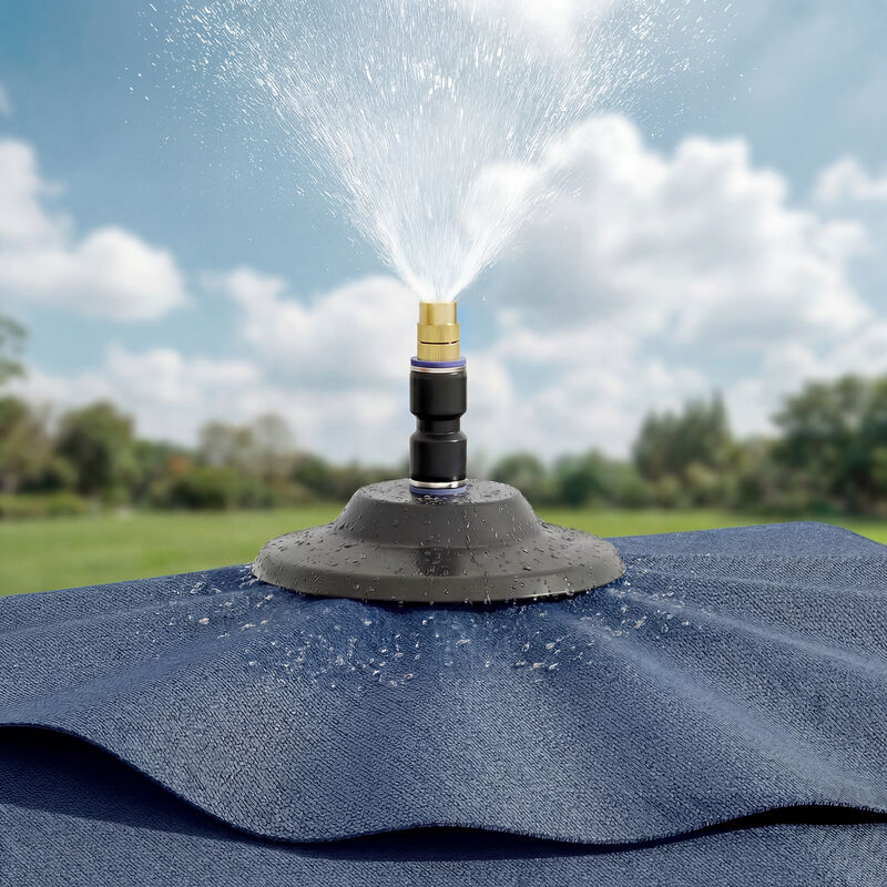FUFU&GAGA 15ft x 9ft Extra-Large Iron Outdoor Shade Double-Sided Umbrella, Spray System, Patio Shade with Sturdy Base, Navy image number 8