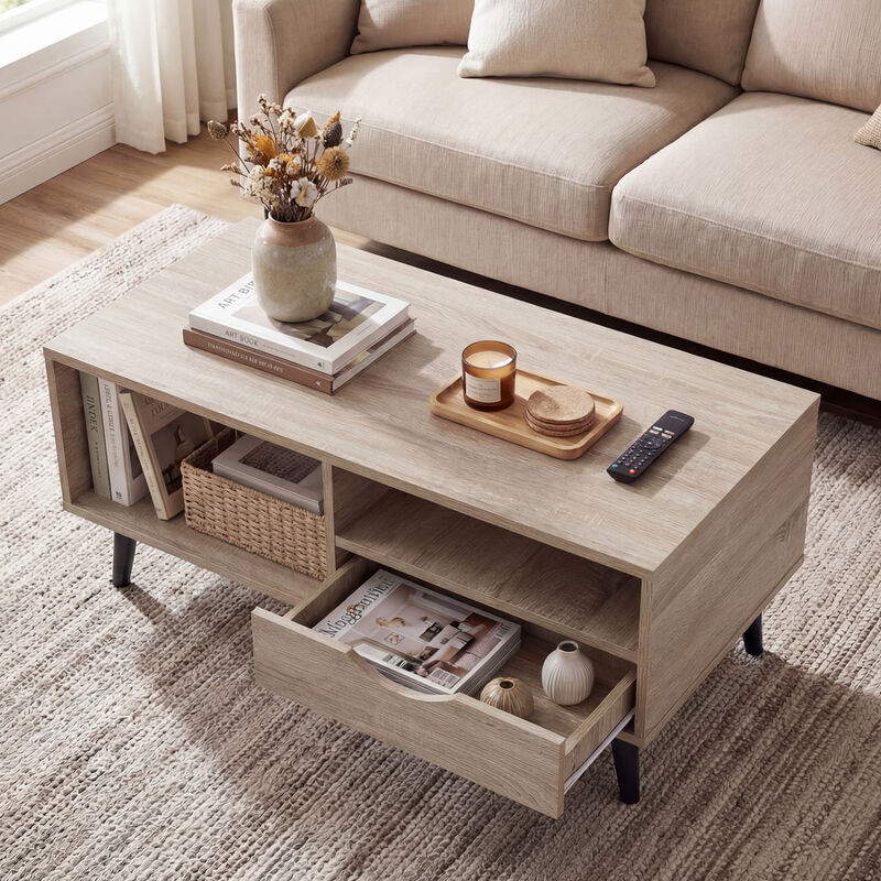Living Room Coffee Table with Storage Space and Rectangle Design image number 4