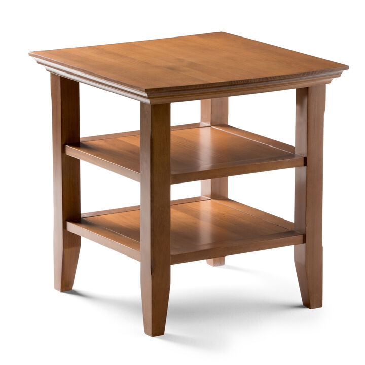 Acadian SOLID WOOD 19 inch Wide Square Transitional End Table in Light Golden Brown