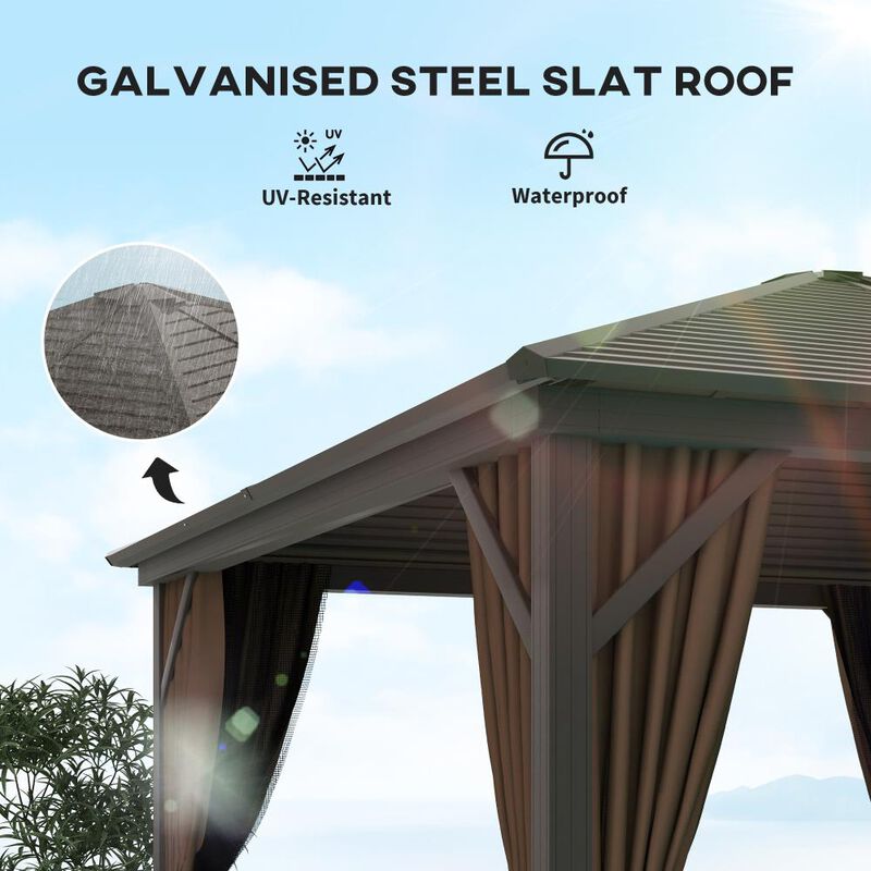 Hivvago 10x10 Permanent Hardtop Gazebo Aluminum Frame image number 3