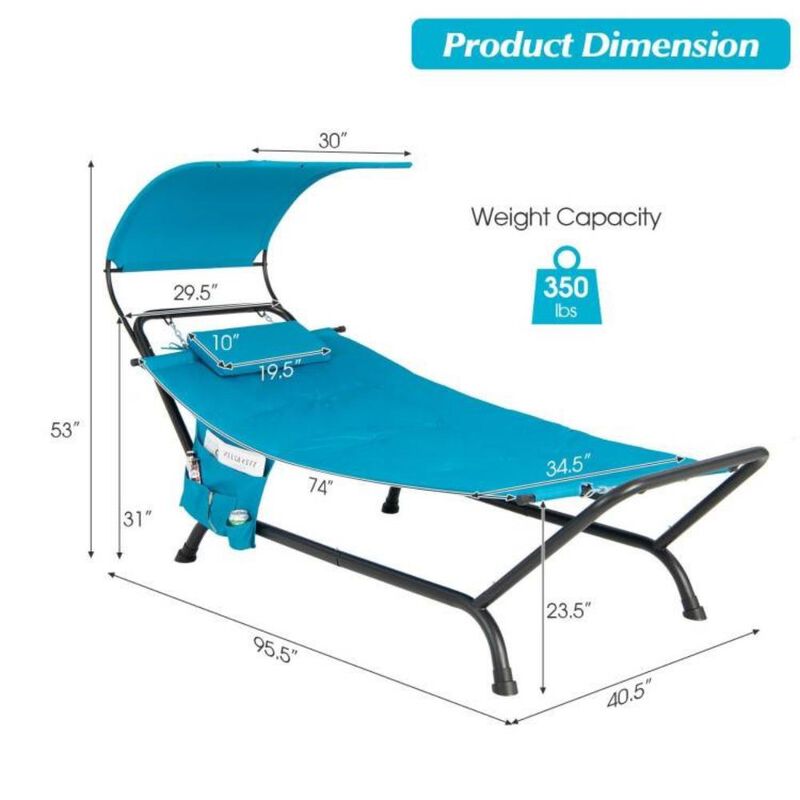 Outdoor Hammock Chaise Lounge Chair Cot with Canopy and Storage Bag for Shaded Comfort and Convenient Relaxation