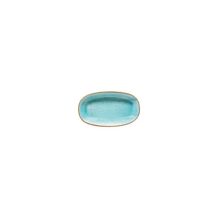 Aqua 6" x 3.5" x h:0.75" Oval Blue Porcelain Platter (Set of 2)