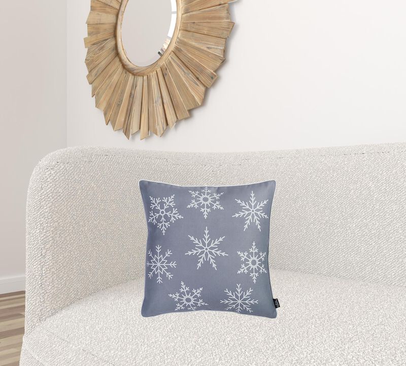 Homezia Set Of Four Silver Gray 18" Snowflakes Throw Pillow Covers