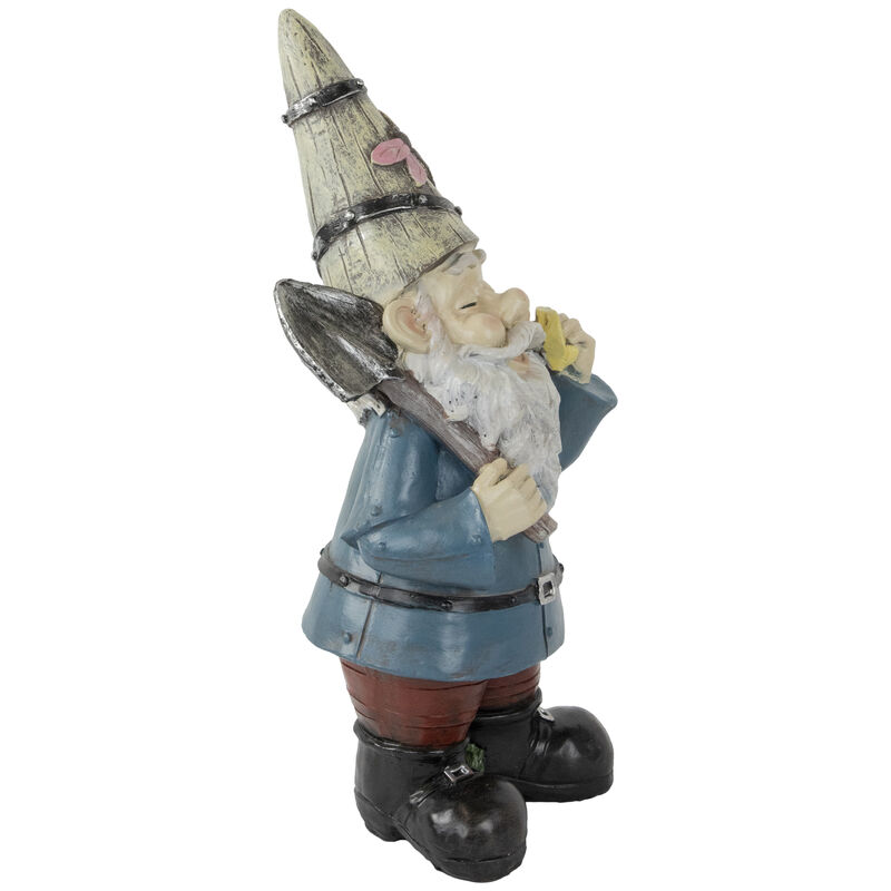 Gnome with Shovel Outdoor Garden Statue - 15.25" image number 3