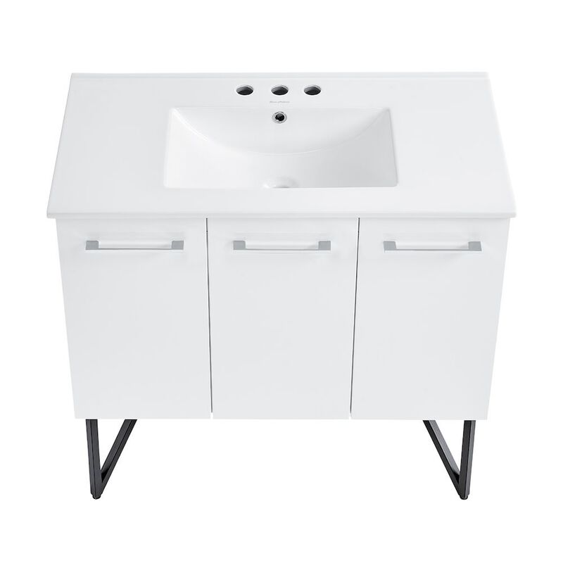 Annecy 36 in. White Bathroom Vanity with 3-Hole Ceramic Sink Top image number 3