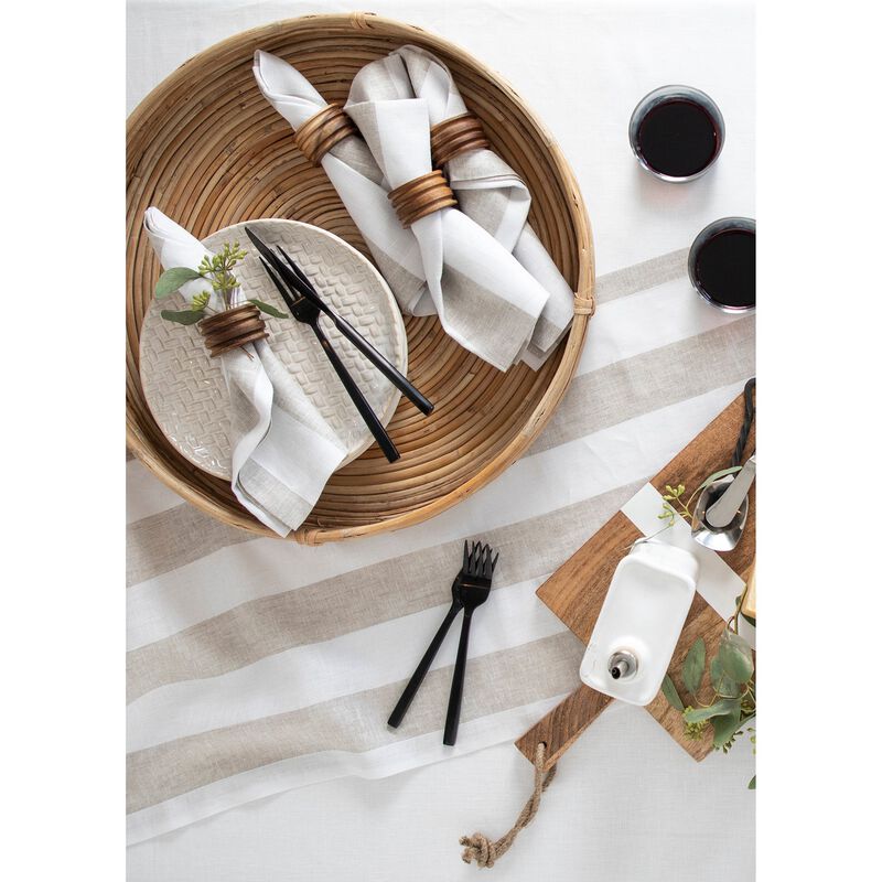 Linen Dinner Napkins - Cabana Stripe
