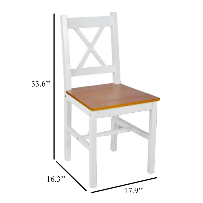 Lipa Dining Side Set of 6, X Back Design, White, Brown Pine Wood