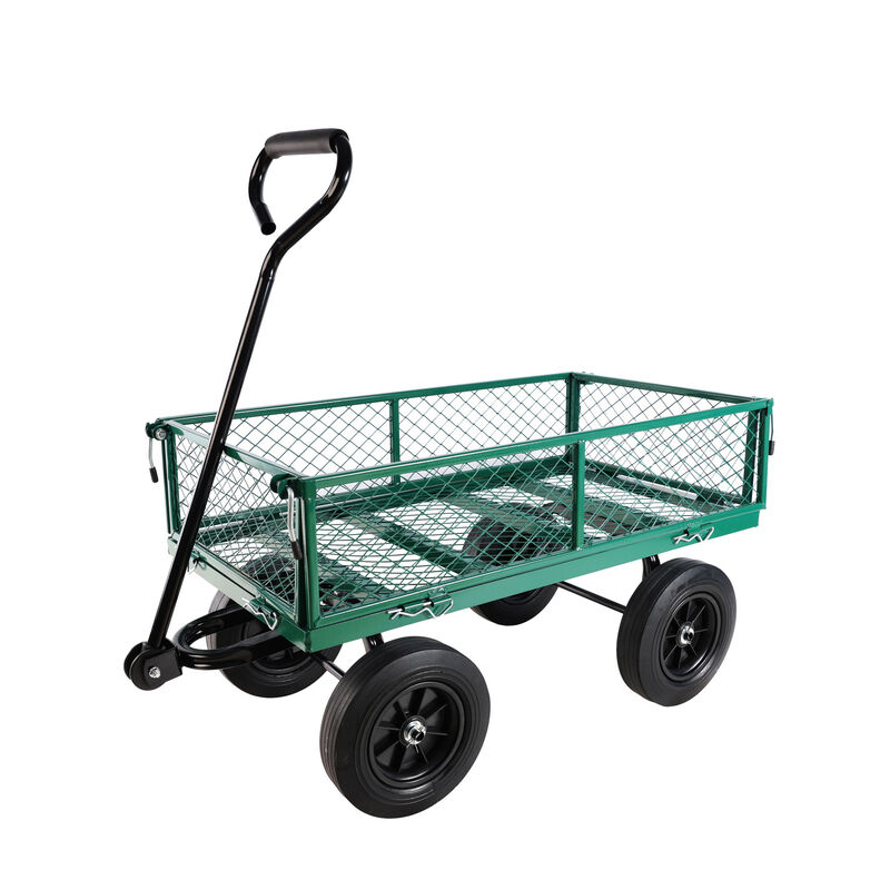 Solid Wheel Tools Cart Wagon, Garden Cart for Effortless Firewood and Heavy Duty Transport
