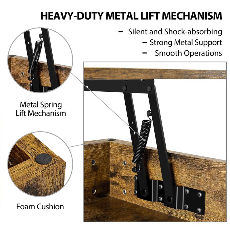 Yaheetech Coffee Table, 47.5in Lift top Coffee Table with Hidden Compartment and Storage Shelf, Lift Tabletop Dining Table for L