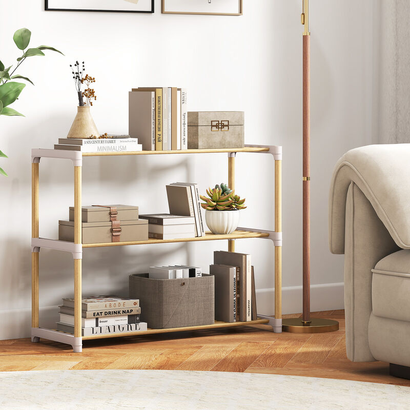 Solid Wood 3-Tier Shoe Rack with Slatted Shelves for Entryway or Home-Natural image number 4