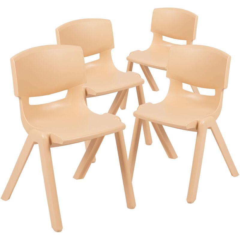 Flash Furniture 4 Pack Natural Plastic Stackable School Chair with 13.25" Seat Height