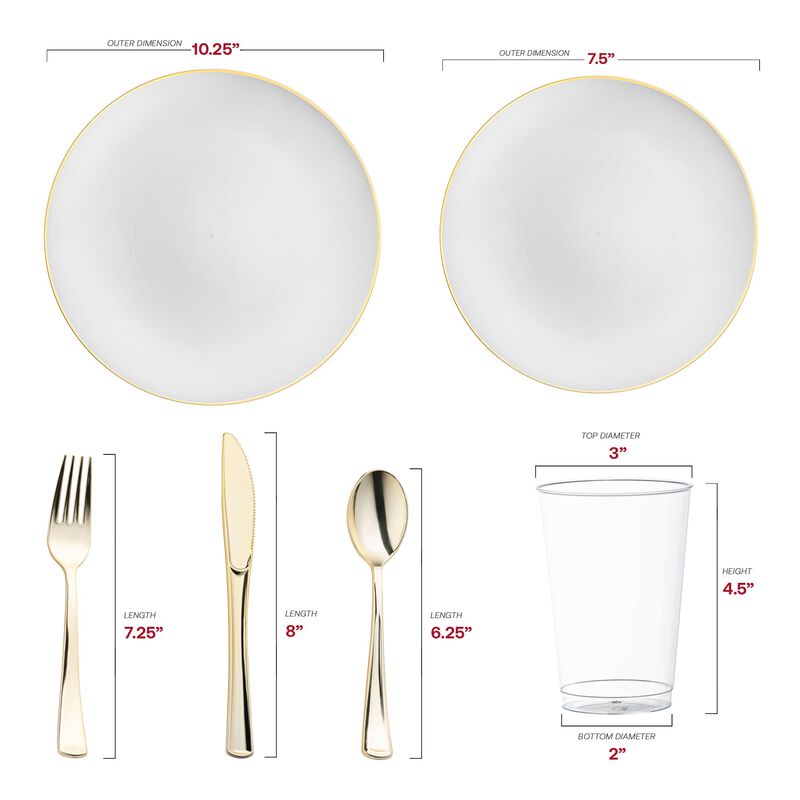 Gold Rim Organic Round Plastic Wedding Value Set image number 2