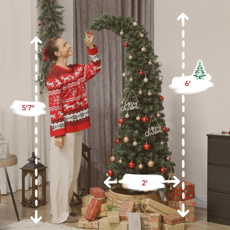 BreeBe 6 ft Prelit Christmas Tree with 200 LED Lights and Metal Stand image number 2