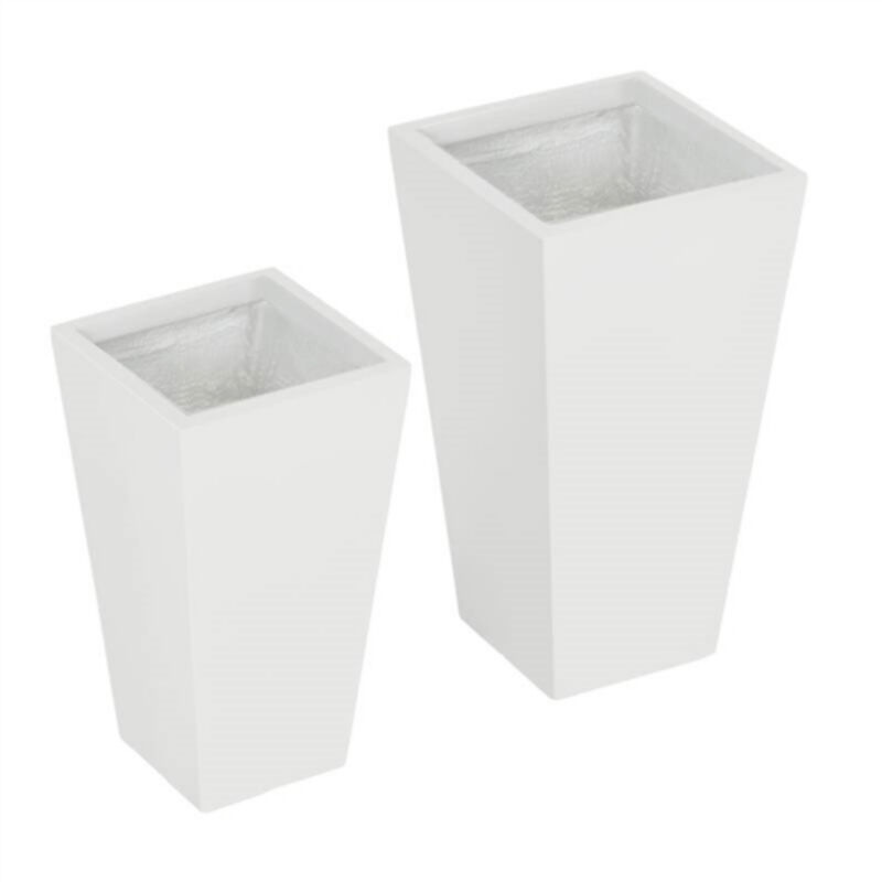 Set of 2 Modern Lightweight Outdoor Patio Flower Pot Tall Planter Box
