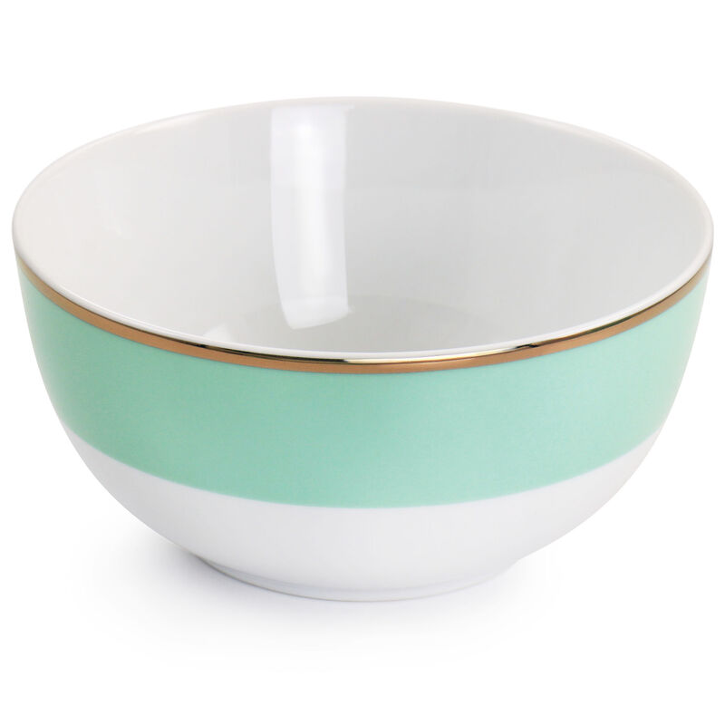Martha Stewart Gold Rimmed 12 Piece Fine Ceramic Dinnerware Set in Mint image number 5