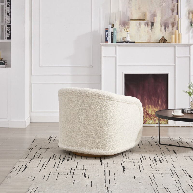 Envelor Modern Round Teddy Boucle 360&deg; Swivel Barrel Accent Chair image number 6