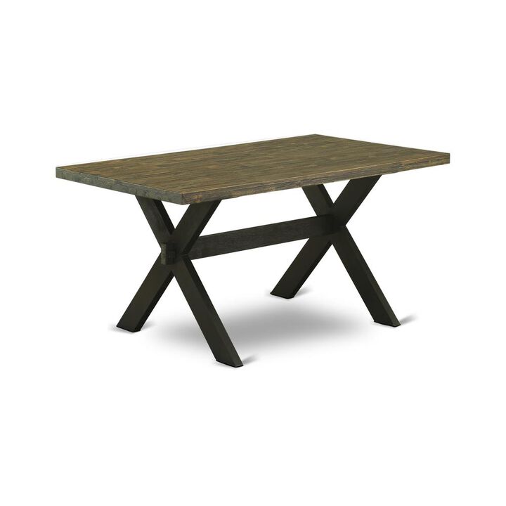 East West Furniture X-Style Dining Room Rectangle Solid Wood Table Top with Stylish Legs, 36x60 Inch
