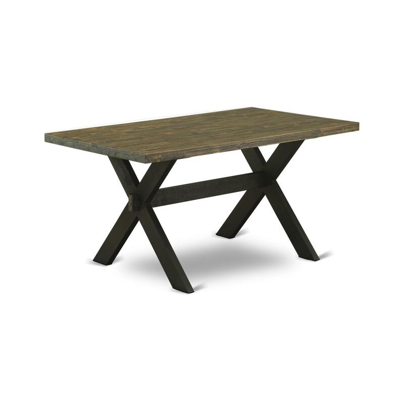 East West Furniture X-Style Dining Room Rectangle Solid Wood Table Top with Stylish Legs, 36x60 Inch