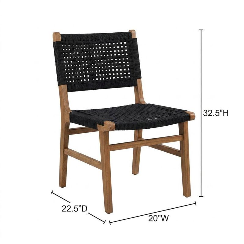 Woven Rope Wood Dining Side Chairs, Walnutt Black, Set of 2 image number 2