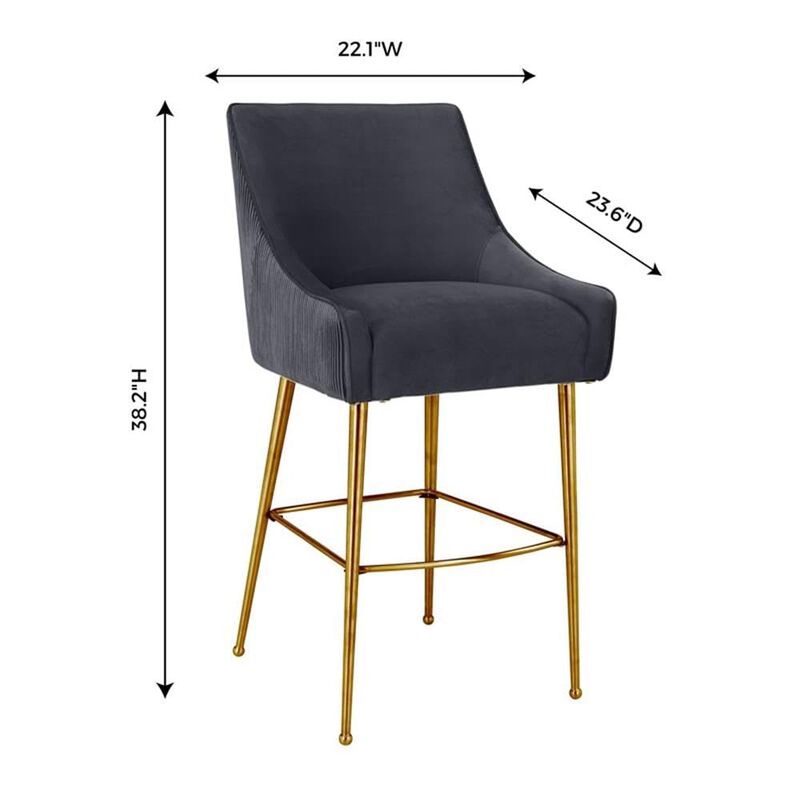 TOV Furniture Beatrix Pleated Dark Grey Velvet Counter Stool image number 5
