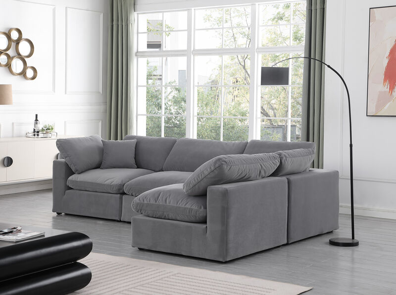 Meridian Furniture Comfy Grey Velvet Modular Sectional