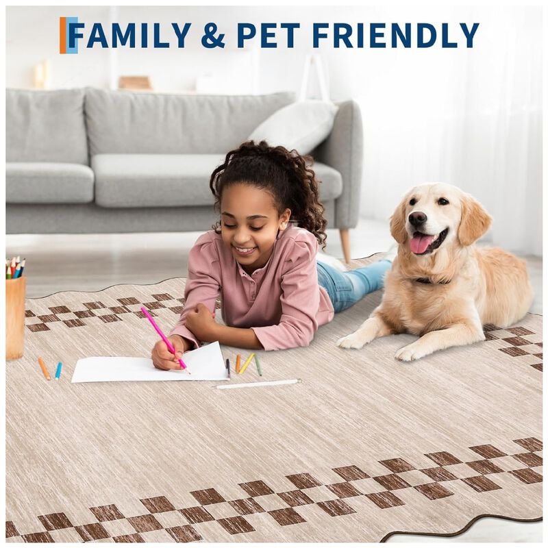 Washable Rugs Modern Geometric Scalloped Throw Carpet for Living Room Stain Resistant Throw Carpet with NonSlip Backing for Nursery Apartment image number 3