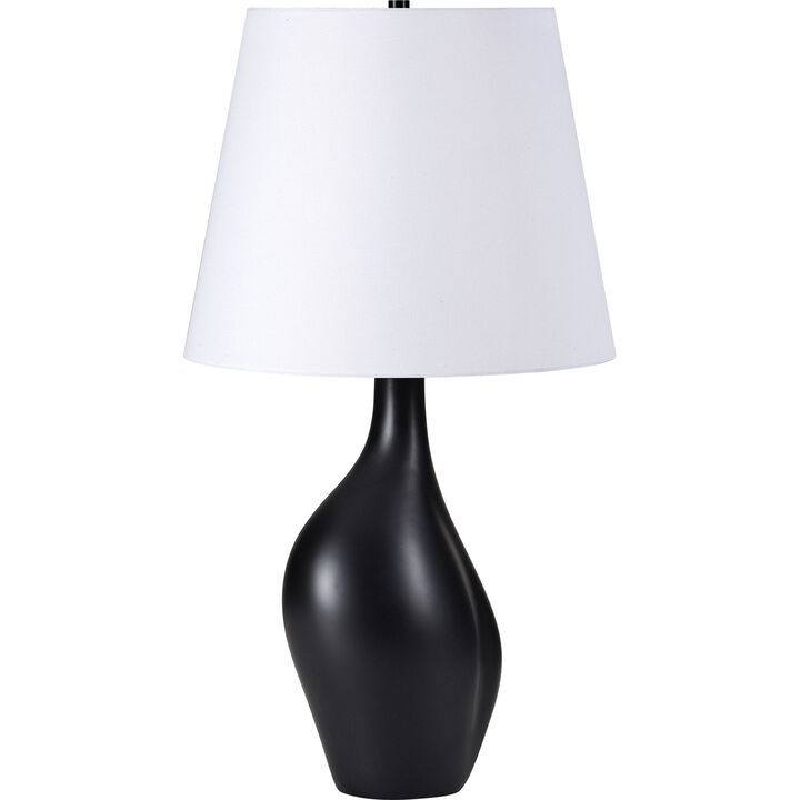 23" Matte black Table Lamp with Off White Shade