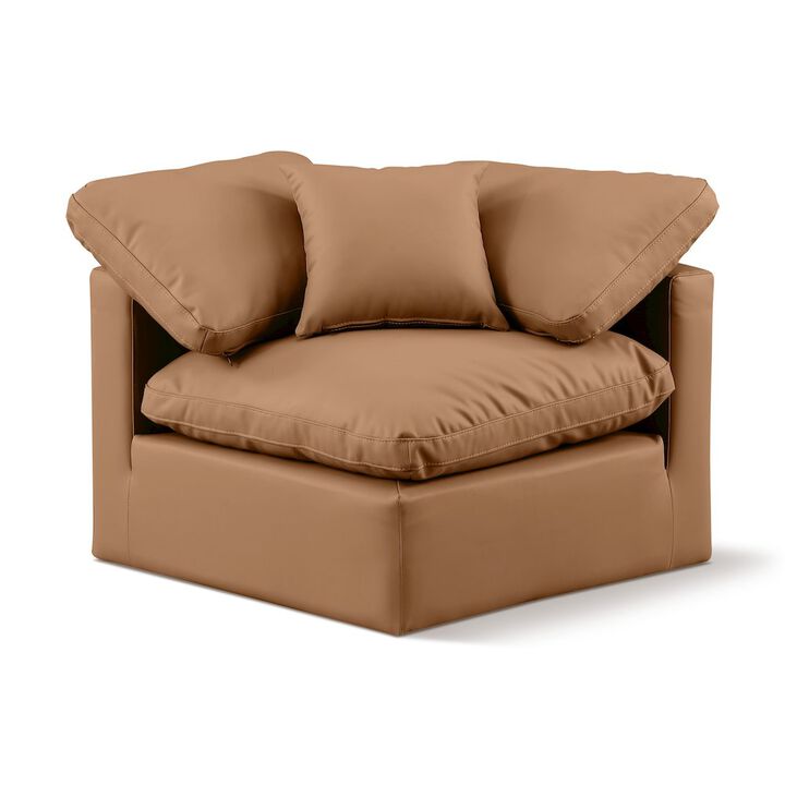 Meridian Furniture Indulge Cognac Vegan Leather Corner Chair