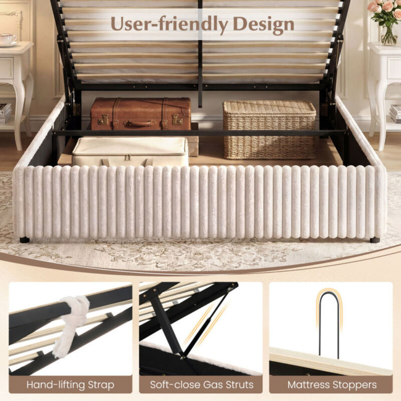Storage Bed with Lift-Up Design and Wooden Slat Support image number 7