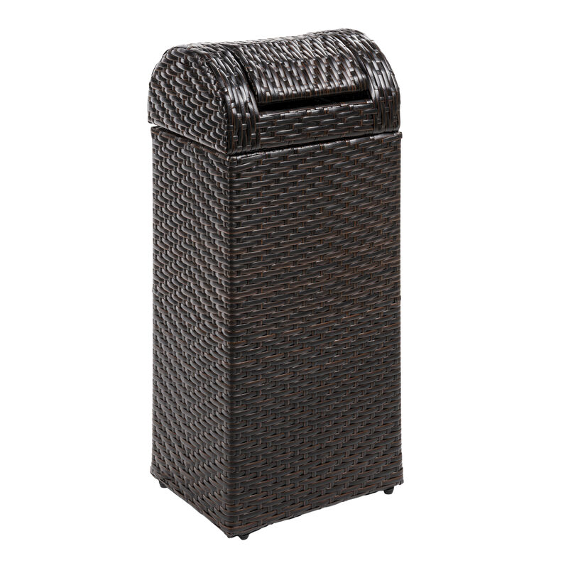 Darla All-Weather Wicker/Metal Swing Top Hideaway Outdoor Trash Can