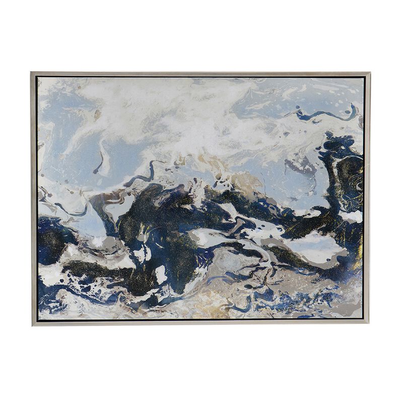 36 x 47 Framed Handpainted Wall Art, Rectangular Multicolor Cerulean Seas image number 0