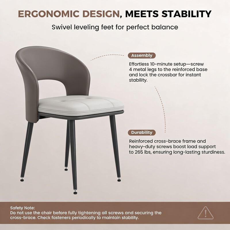 Modern PU Leather Dining Chair Set of 4 image number 2