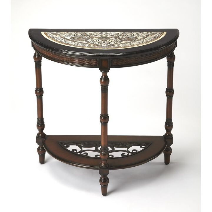 Butler Specialty Company Fabiola Fossil Stone Demilune Console Table, Multi-Color