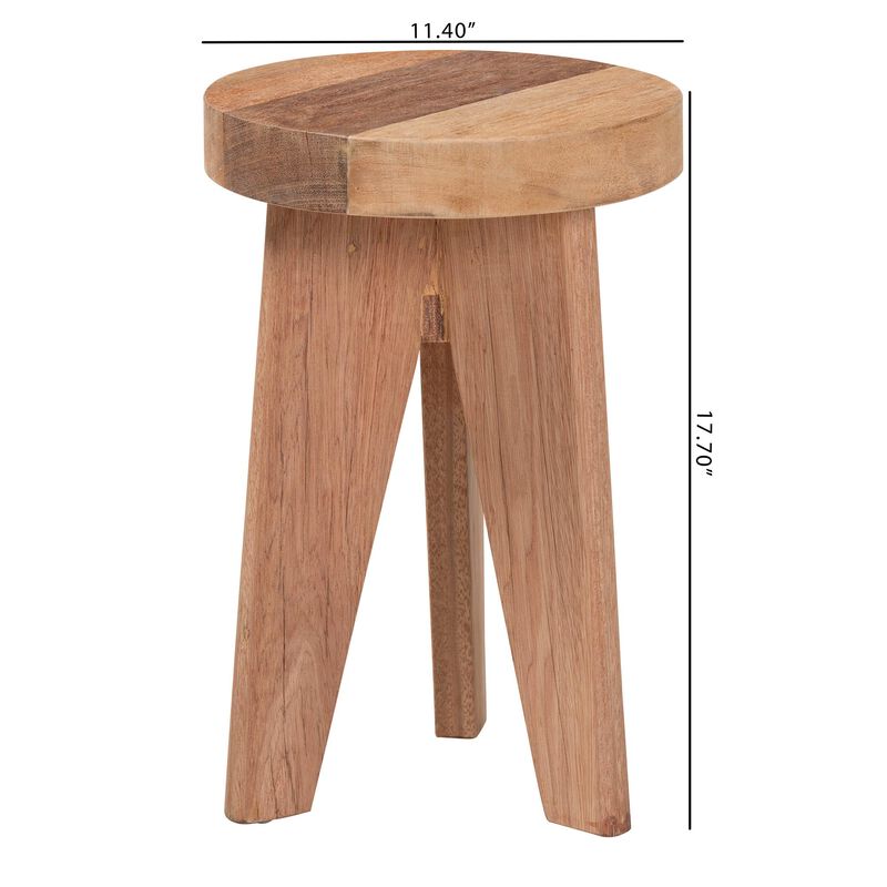 bali & pari Sayen Acacia Wood Multipurpose Accent Stool - Sculptural End Table with Flared Tripod Base for Living Room, Bedroom or Dining Room image number 7