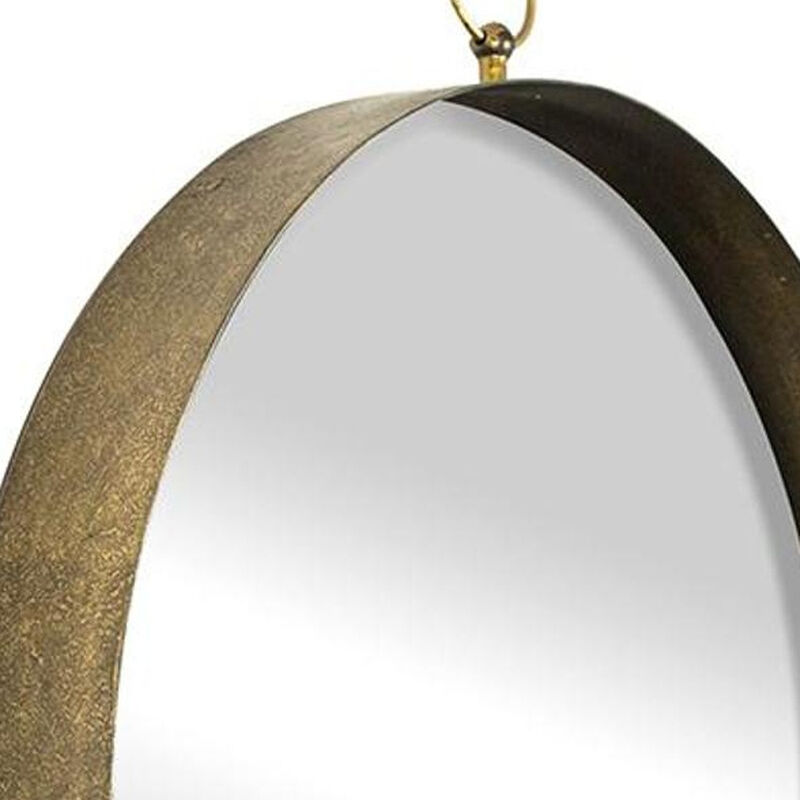 HomeRoots 28" Gold Round Iron Framed Accent Mirror image number 4