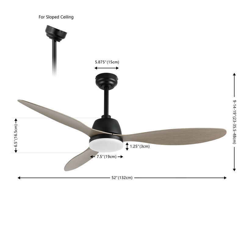 Audie Classic Industrial Iron/Plastic App/Remote-Controlled 6-Speed Integrated LED Ceiling Fan
