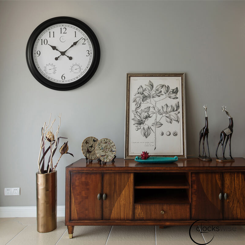 24" Outdoor Wall Clock Thermometer Combo