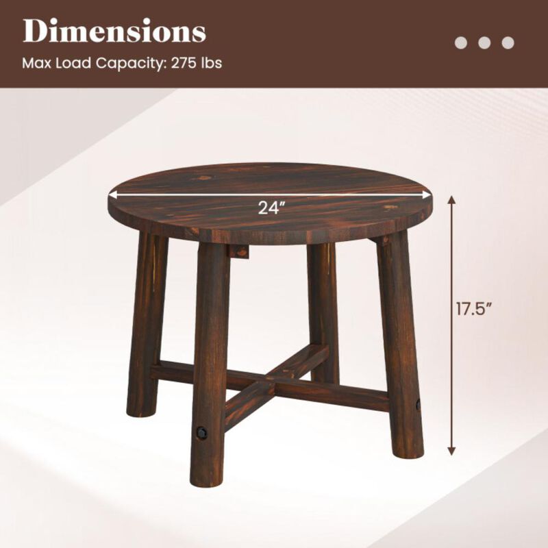 Hivvago Patio End Table with Solid Wood Structure for Garden Deck Poolside and Indoors