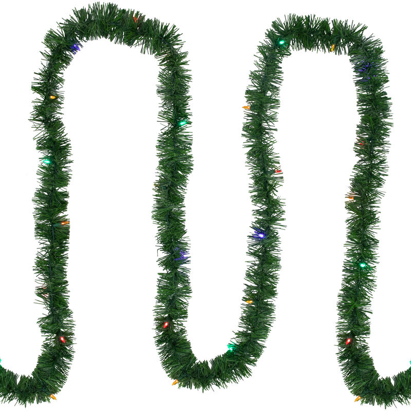 18' x 3" Pre-Lit Pine Artificial Christmas Garland  Multicolor LED Lights image number 2