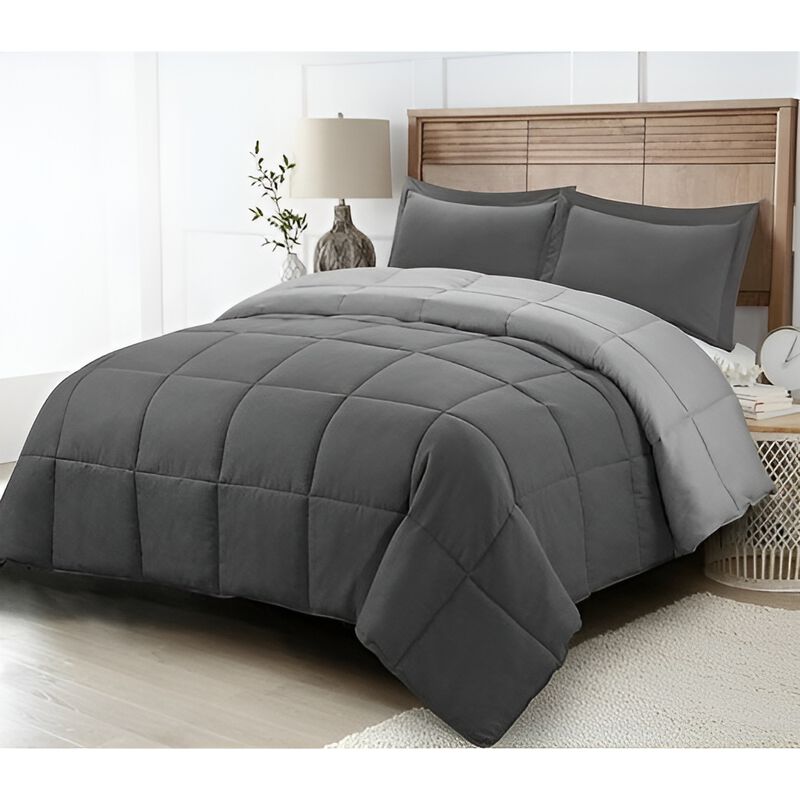 Elegant Reversible Bedding Set &ndash; 3-Piece Microfiber Comforter with Shams